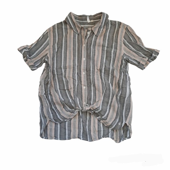 Treasure & Bond Tops - Treasure & Bond Women's Striped Front Knot Blouse M